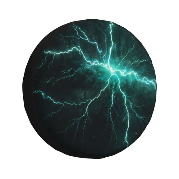 Naloa Green Lightning Flash PVC Leather Spare Tire Wheel Cover Spare Tire Cover, for Car Truck SUV Camper Trailer Universal Fit(14-17in)-15 inch
