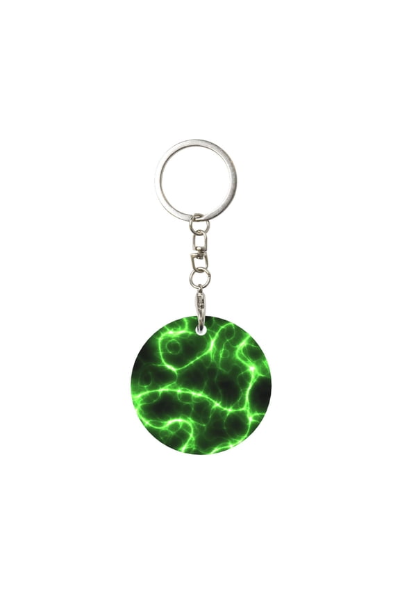 Naloa Green Lightning Print Round Keychain Keychain Key Ring, Key Tag, Key Chain Bulk for Gift Accessories (Round)