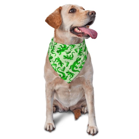 Naloa Green Lizard Dog Bandanas 1PC Washable Triangle Dog Scarfs Premium Durable Fabric, for Small Medium Large Dogs and Cats