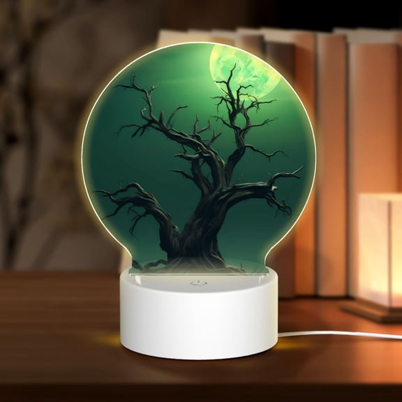 Naloa Green Night Sky Moon Branches Acrylic LED Night Light Custom LED Lights Personalized Nightlight Customized Gifts for Family Couples Friends