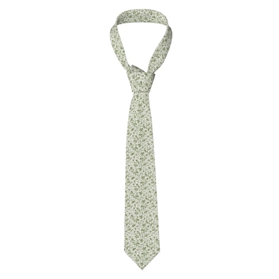 Naloa Green Rabbit Print Solid Color Tie Formal Necktie for Men，Suitable for business, daily life, work