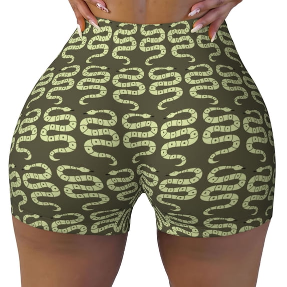 Naloa Green Snake Biker Shorts for Women Seamless Scrunch Short Women’s Yoga Shorts for Gym Running Sport Shorts - XX-Large