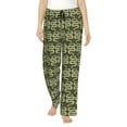thumbnail image 1 of Naloa Green Snake Print Women’s Ultra-Soft Comfy Pajama Lounge Pants with Pockets & Drawstring, 1 of 8