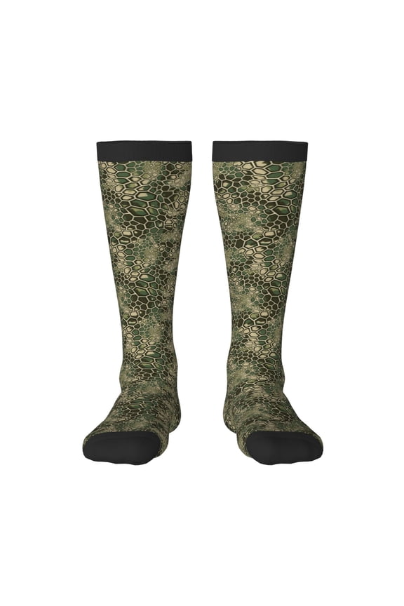 Green Snake Skin Thigh High Socks Extra Long Stretchy Sock Women Over Knee High Opaque Stocking Daily Wear