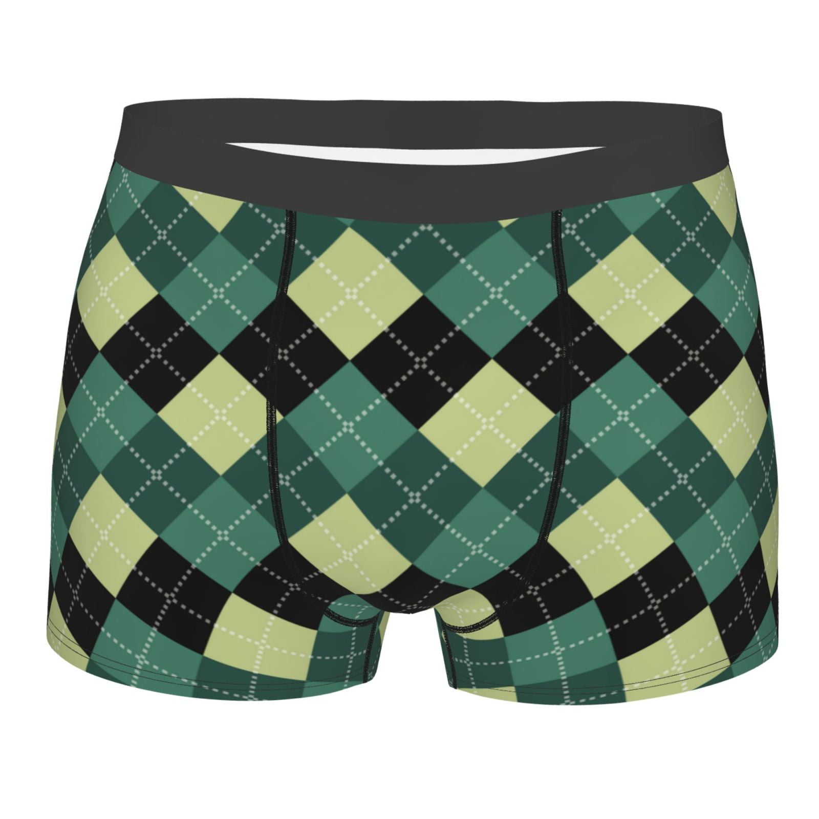 Naloa Green Squares Print Mens Underwear - Boxers for Men, Classic ...