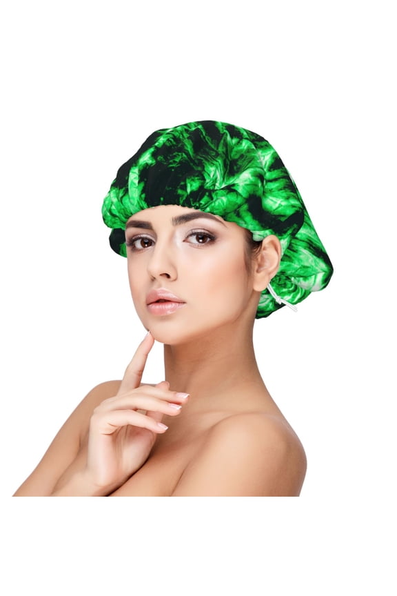 Green Tie Dye Adjustable Hair Bonnet for Sleeping, Hair Wrap Sleep Cap Turban for Women Men, Curly Straight Hair Long Large Braid Unisex