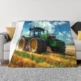 thumbnail image 1 of Naloa Green Tractor Field Flannel Fleece Throw Blanket for Bed Couch, Thick Blanket - All Seasons Suitable for Women, Men and Kids-50"x40", 1 of 6