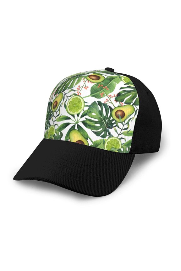 Green Tropical Adult adjustable Print Baseball Hat, Patchwork curved brim baseball capfor Men and Women, One Size
