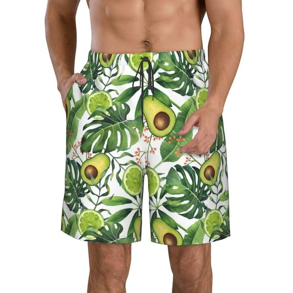 Naloa Green Tropical Men's Beach Shorts, Surfing shorts, Swim trunks, Quick Dry Swim Trunks for Surfing Beach Fun - XX-Large