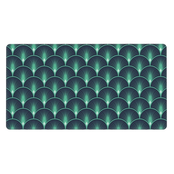 Naloa Green Vintage Peacock Gaming Mouse Pad Large Mouse Mat Long Extended Desk Pad Non-Slip Rubber Mice Pads Stitched Edges Thin Pad (16x29.5 Inch)