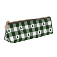 thumbnail image 1 of Naloa Green White Lumberjack Plaid Print Leather Pencil Case - Portable Big Capacity Pencil Pouch Organizer Bag Stationery Bag for Work & Office Pencil Pen Case, 1 of 5