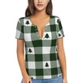 thumbnail image 1 of Naloa Green White Lumberjack Plaid Print T-Shirts Short Sleeve V Neck Tees for Women Fashion Tops Trendy Lightweight Soft Casual Summer Outfits Clothes, 1 of 5