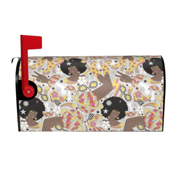 Naloa Groovy Disco Mailbox Covers Magnetic Post Box Cover Post Letter Box Cover Garden Decor-21x18 in