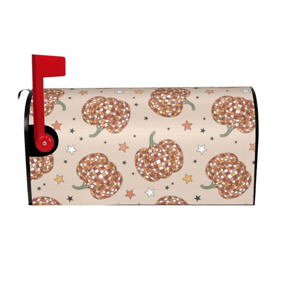 Naloa Groovy Disco Pumpkin Mailbox Covers Magnetic Post Box Cover Post Letter Box Cover Garden Decor-21x18 in