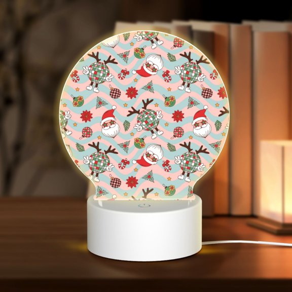 Naloa Groovy Retro Santa Acrylic LED Night Light Custom LED Lights Personalized Nightlight Customized Gifts for Family Couples Friends