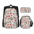 thumbnail image 1 of Naloa Groovy Retro Santa Print Large Capacity Backpack Lunch Bag Pencil Case Combination 3 Piece Set for Student, 1 of 8