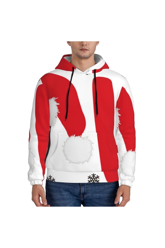 HOHOHO Christmas Men's Casual Hooded Collar Drawstring Hoodies Pullover Sweatshirts Casual Long Sleeve Shirts-Large