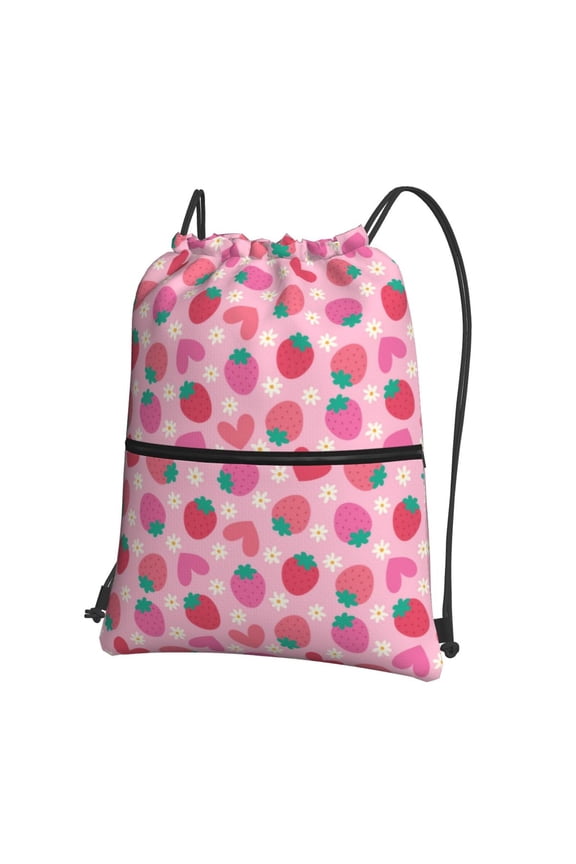 Haear Strawberry Drawstring Backpack String Bag Cinch Water Resistant for Gym Shopping Sport Yoga
