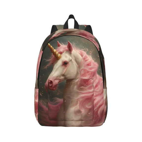 Naloa Haired White Horse Canvas Backpack for Men Women Rucksack Casual Travel Daypack College Tote Satchel Bookbag for Teens-Small