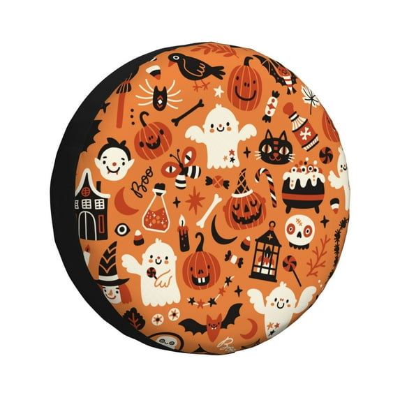 Naloa Halloween 2 PVC Leather Spare Tire Wheel Cover Spare Tire Cover, for Car Truck SUV Camper Trailer Universal Fit(14-17in)-14 inch