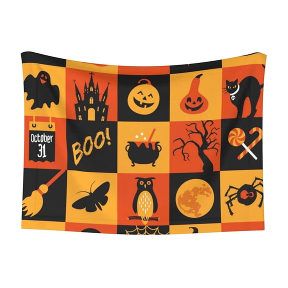Naloa Halloween Banner Symbols Dog Blanket, 3 Sizes Cat Blanket for Indoor Cats Large Medium Small Dog Gifts-Small