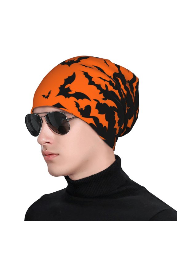 Halloween Bats Soft Beanie Hat, Knit Beanie Daily Beanie in Fine Knit for Women Men Winter Travel, Outdoor