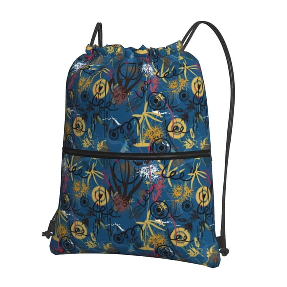 Naloa Halloween Elements Drawstring Backpack String Bag Cinch Water Resistant for Gym Shopping Sport Yoga