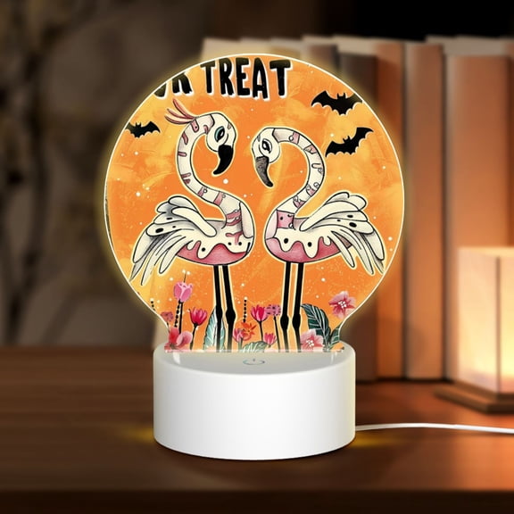 Naloa Halloween Flamingos Acrylic LED Night Light Custom LED Lights Personalized Nightlight Customized Gifts for Family Couples Friends
