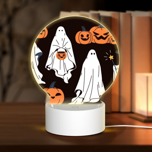 Naloa Halloween Ghosts And Pumpkins Acrylic LED Night Light Custom LED Lights Personalized Nightlight Customized Gifts for Family Couples Friends
