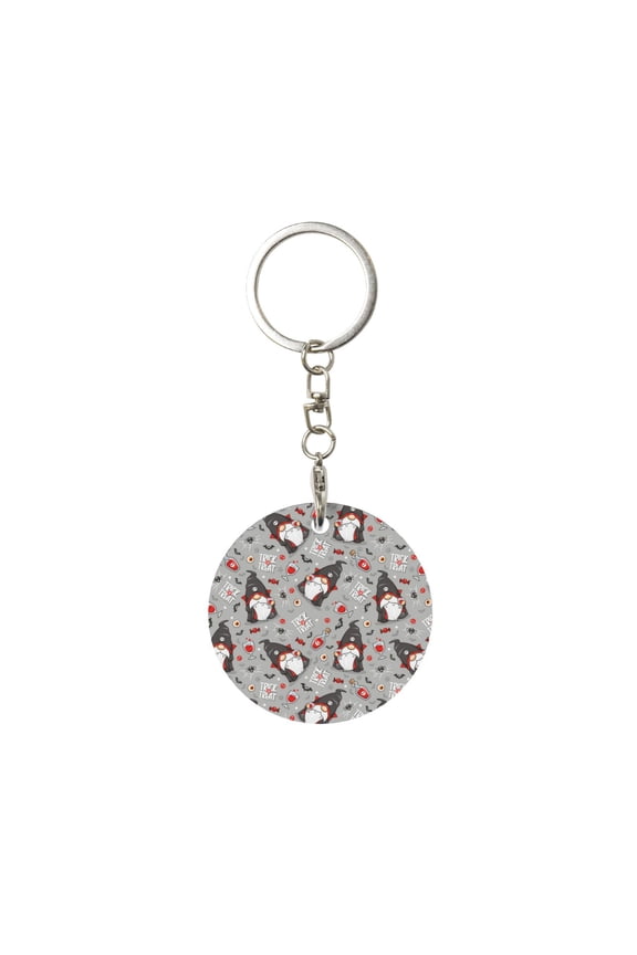 Halloween Gnome Print Round Keychain Keychain Key Ring, Key Tag, Key Chain Bulk for Gift Accessories (Round)