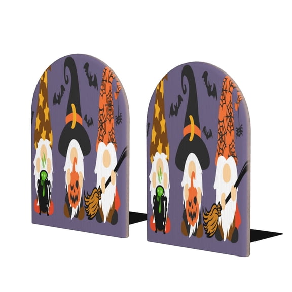 Naloa Halloween Gnomes 2 Pcs Bookend Large Capacity Office Book Ends for Home Office Library School Study Decoration
