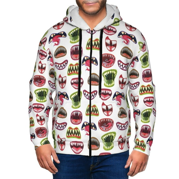 Naloa Halloween Mouth Men’s Hoodies, Zip up Hoodie, Sweatshirts,Hoodies for Men Sizes S-3XL-X-Large