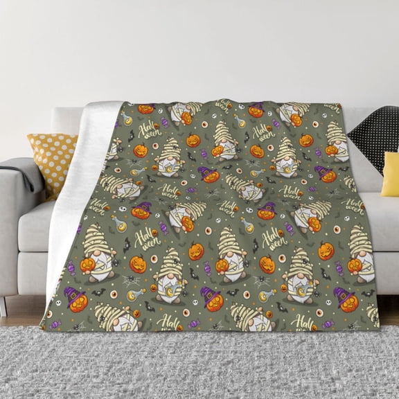 Naloa Halloween Mummy Gnome Flannel Fleece Throw Blanket for Bed Couch, Thick Blanket - All Seasons Suitable for Women, Men and Kids-40"x30"