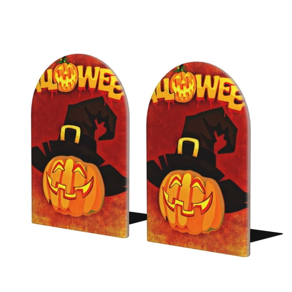 Naloa Halloween Pumpkin 2 Pcs Bookend Large Capacity Office Book Ends for Home Office Library School Study Decoration