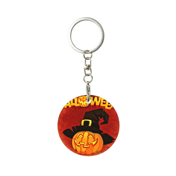 Naloa Halloween Pumpkin Print Round Keychain Keychain Key Ring, Key Tag, Key Chain Bulk for Gift Accessories (Round)
