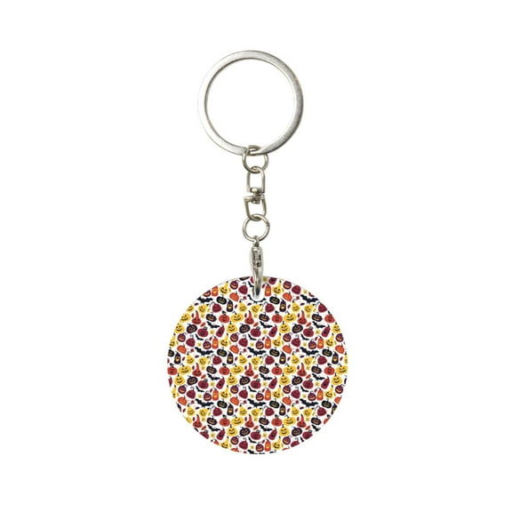 Naloa Halloween Pumpkin Print Round Keychain Keychain Key Ring, Key Tag, Key Chain Bulk for Gift Accessories (Round)