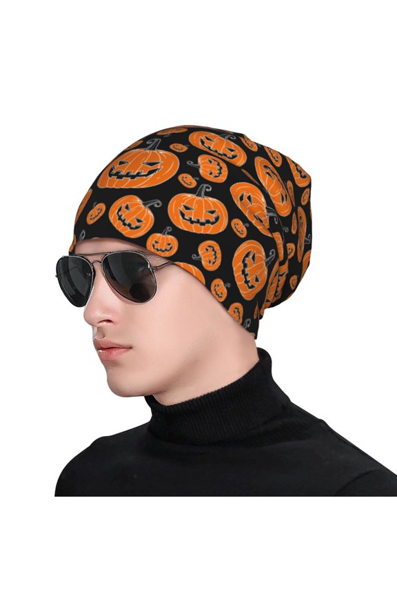 Halloween Pumpkins Soft Beanie Hat, Knit Beanie Daily Beanie in Fine Knit for Women Men Winter Travel, Outdoor