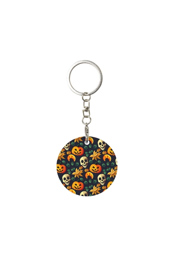 Naloa Halloween Skull Print Round Keychain Keychain Key Ring, Key Tag, Key Chain Bulk for Gift Accessories (Round)