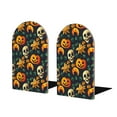 thumbnail image 1 of Naloa Halloween Skull Wood Non-Skid Bookend for Shelves,Book Ends for Heavy Books, Book Stand for CDs,1 Pair, 1 of 7