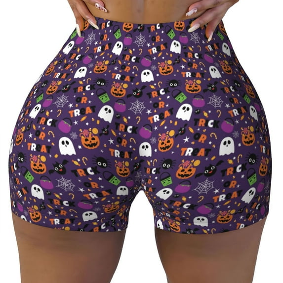 Naloa Halloween Sweet Candy Biker Shorts for Women Seamless Scrunch Short Women’s Yoga Shorts for Gym Running Sport Shorts - Medium