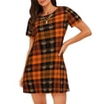 thumbnail image 1 of Naloa Halloween Tartan Plaid Print Women Nightgowns,Womens Loungewear,Short Sleeve Sleepwear,Comfy Ladies Nightdress, 1 of 6
