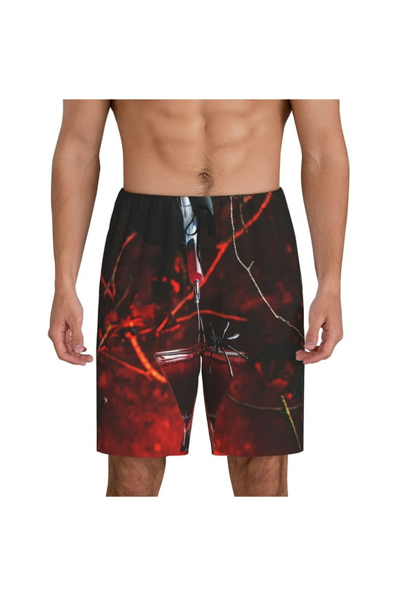 Halloween Vampire Party Men's Short Pajama Pants, Pj Shorts, Lounge Comfort Shorts-X-Large