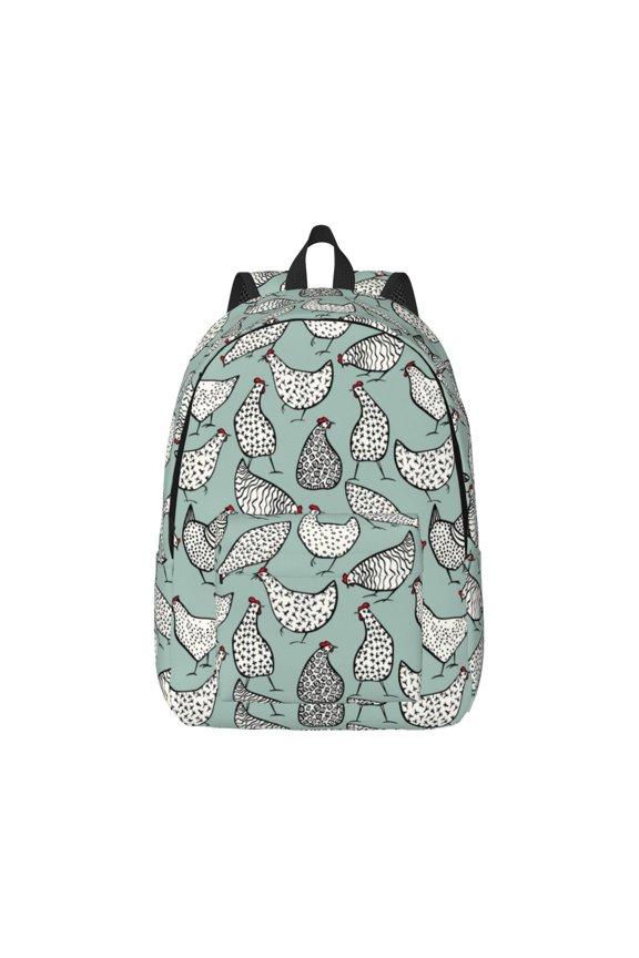 Hand Drawn Chickens Canvas Backpack for Men Women Rucksack Casual Travel Daypack College Tote Satchel Bookbag for Teens-Small