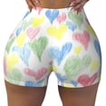 thumbnail image 1 of Naloa Hand Drawn Colored Hearts Biker Shorts for Women Seamless Scrunch Short Women’s Yoga Shorts for Gym Running Sport Shorts - Large, 1 of 9