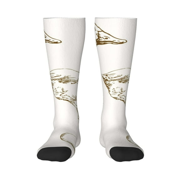 Naloa Hand Drawn Goose Knee Socks, High Socks Long Stretchy Sock Women Knee High Stocking, Long Socks for Women