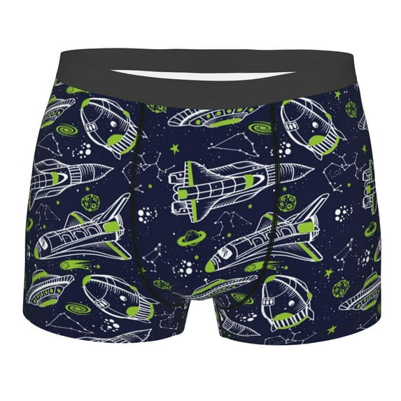 Naloa Hand Drawn Rockets Print Mens Underwear - Boxers for Men, Classic Briefs for Men
