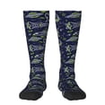 thumbnail image 1 of Naloa Hand Drawn Rockets Thigh High Socks Extra Long Stretchy Sock Women Over Knee High Opaque Stocking Daily Wear, 1 of 6