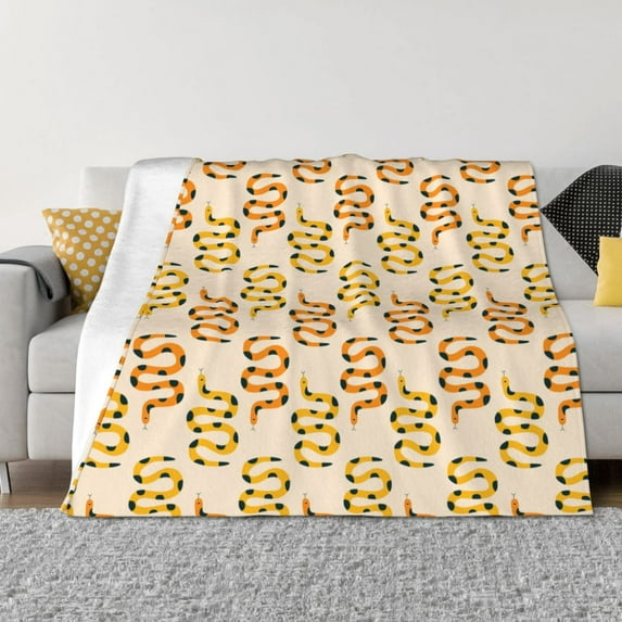 Naloa Hand Drawn Snake Flannel Blankets - Thick and Warm Blanket for Winter, Soft Fuzzy Plush King Blanket for All Seasons50"x40"