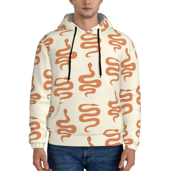 Naloa Hand Drawn Snake Men's Casual Hooded Collar Drawstring Hoodies Pullover Sweatshirts Casual Long Sleeve Shirts-4X-Large