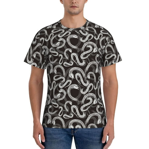 Naloa Hand Drawn Snake Men's T-Shirt Sport T-shirt Men's Basic Tee Casual Men's Shirt, Round Neck, Short Sleeves - XX-Large